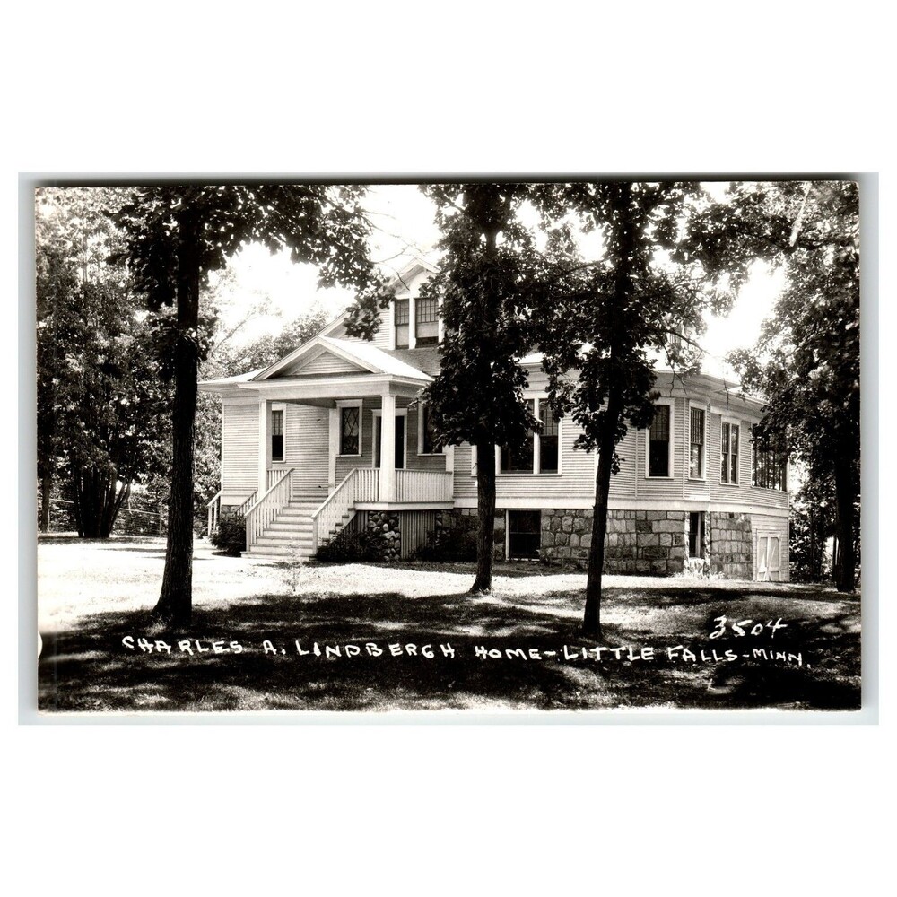 Charles A. Lindbergh Home Little Falls MN Real Photo Postcard